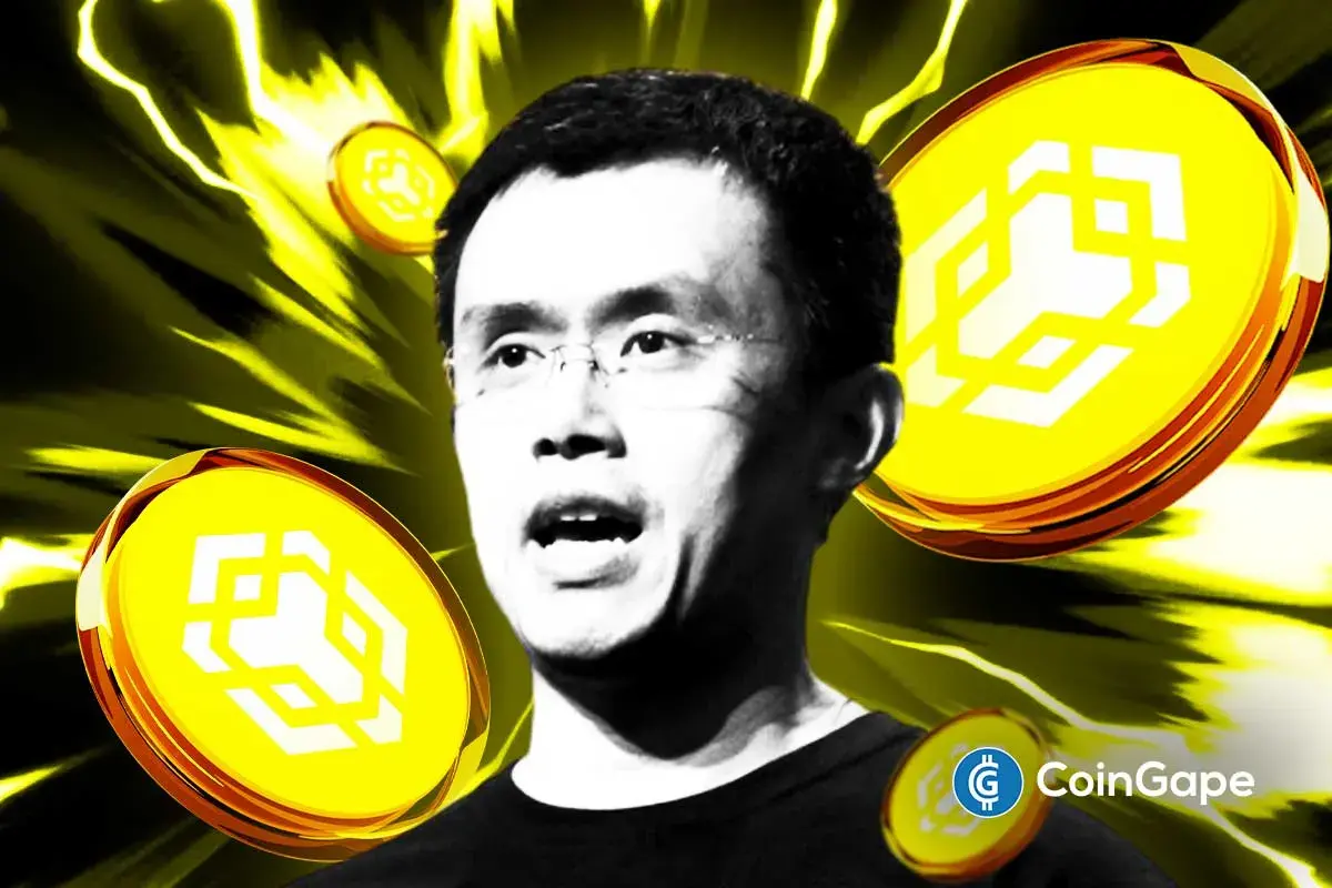 an image of Binance founder Changpeng Zhao with BNB coins as token price momentum surges