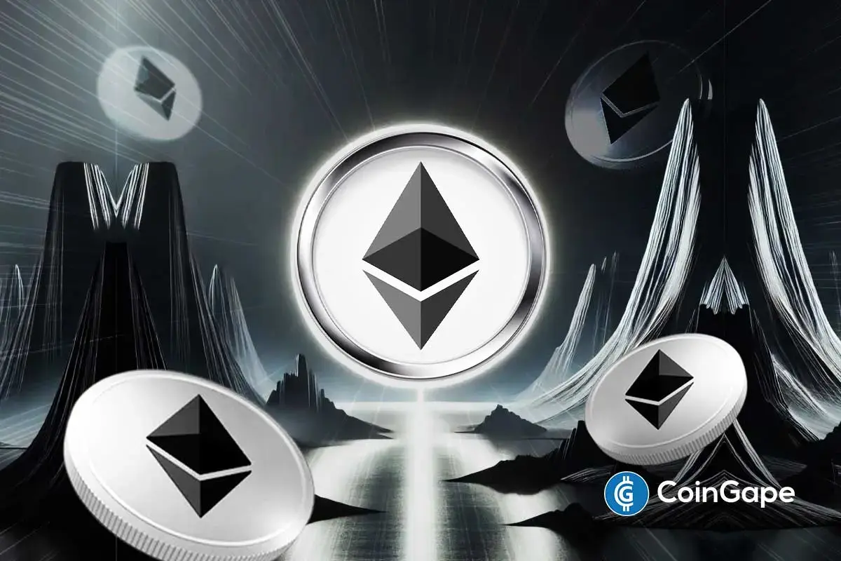 Ethereum coins symbolizing price drop and market volatility trends.