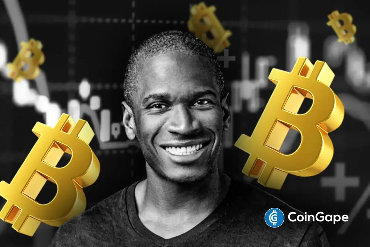 An image of Arthur Hayes and Bitcoin's logo