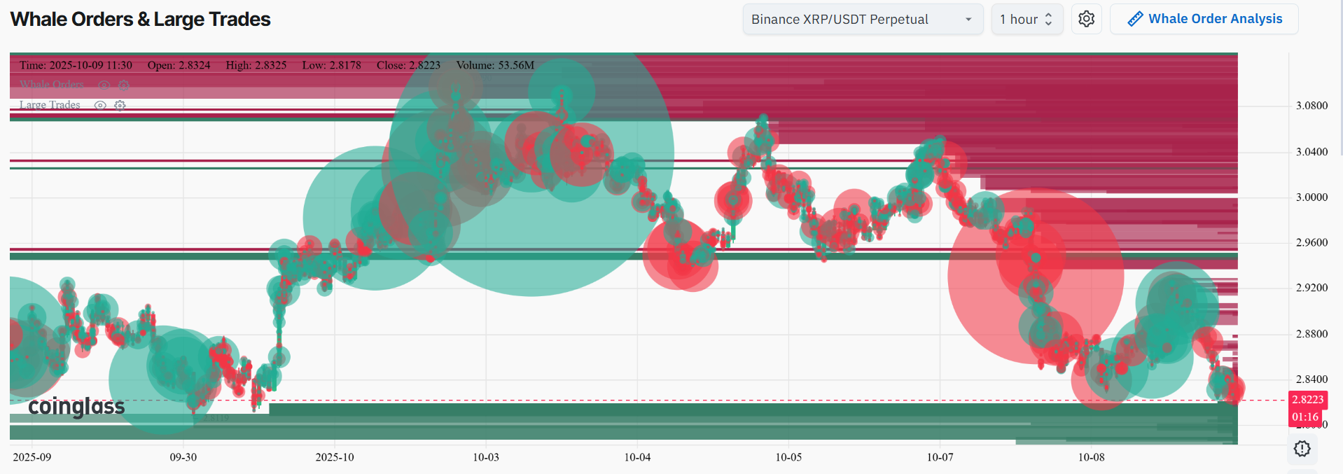 K-Line Chart on Whale Order and Large Trades