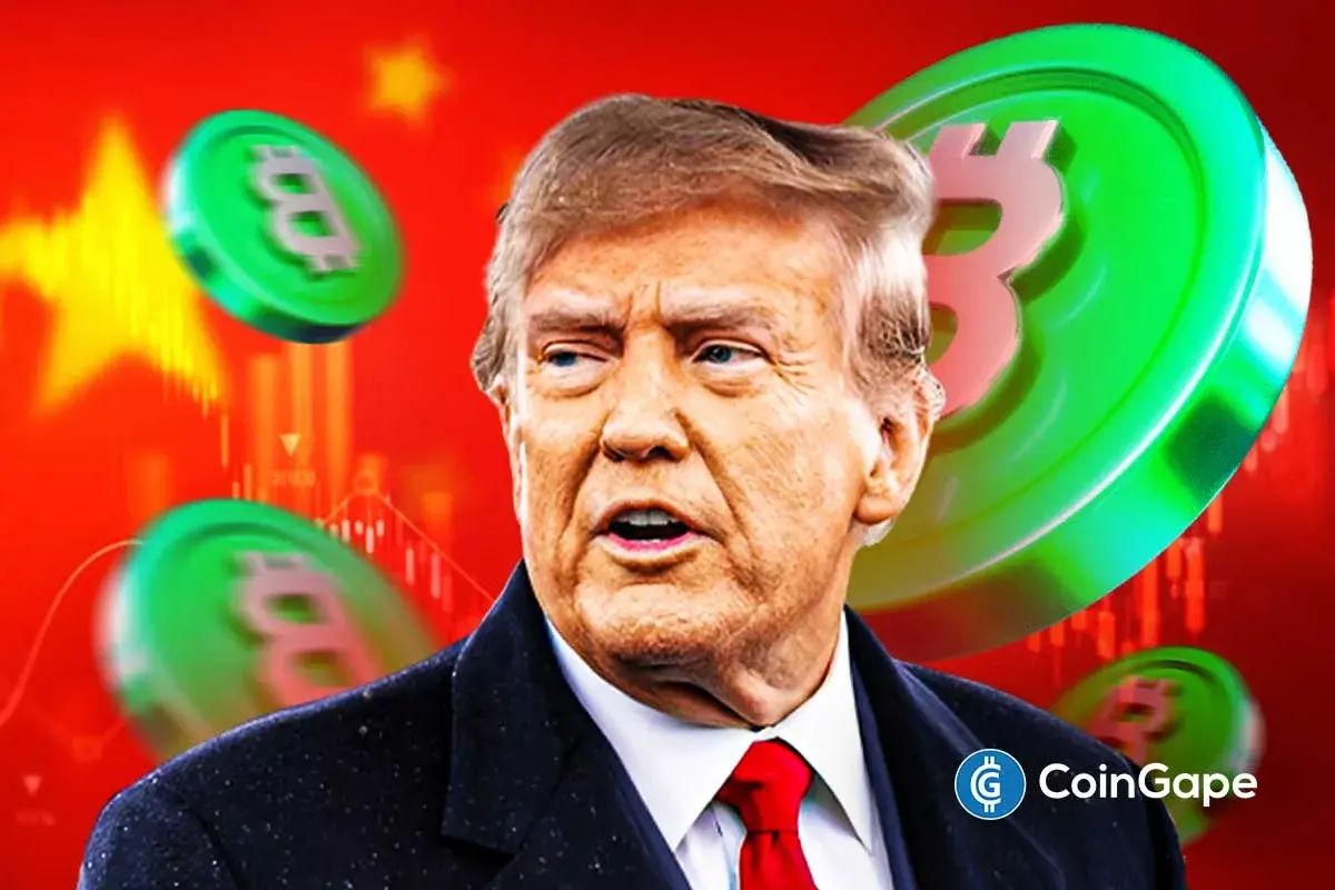 An image of Donald Trump and the Bitcoin logo