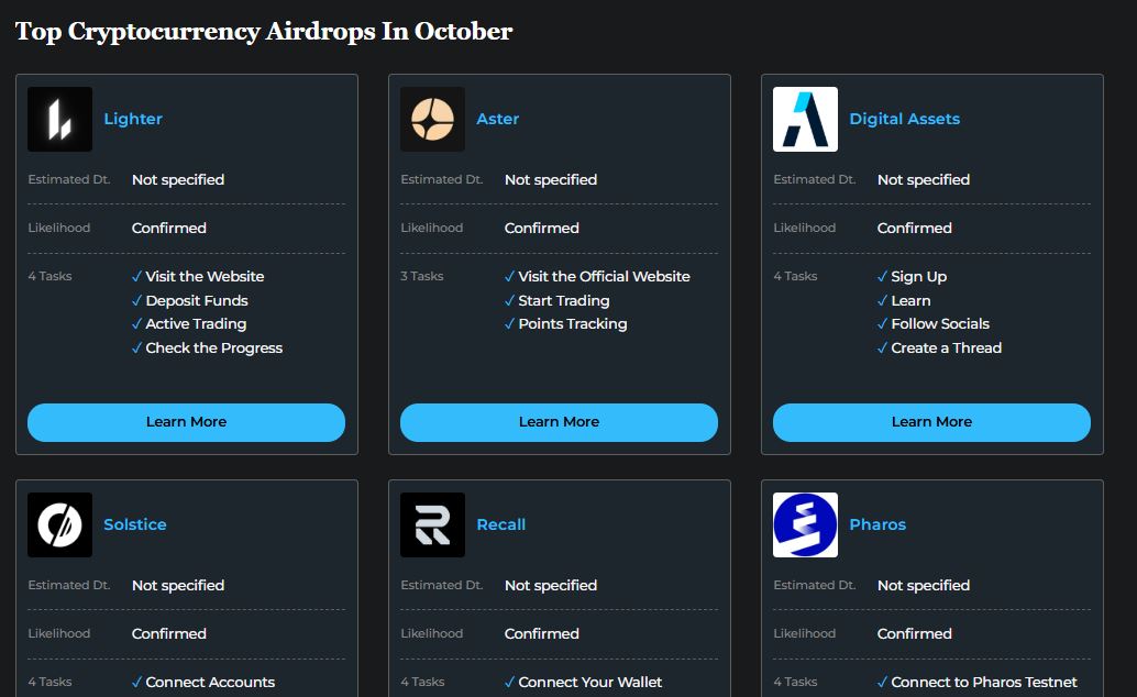 airdrops calnder