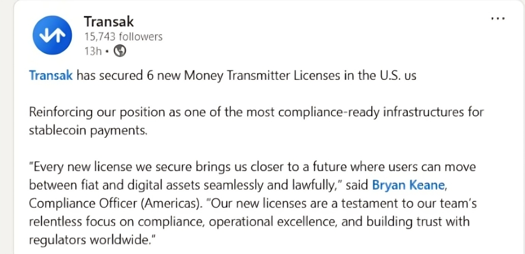 Transak Secures MTLs