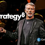 An image of Michael Saylor and Strategy logo