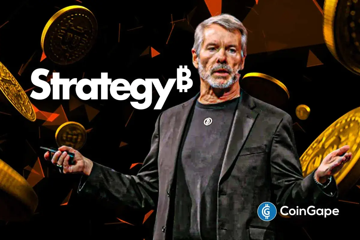 An image of Michael Saylor and Strategy logo