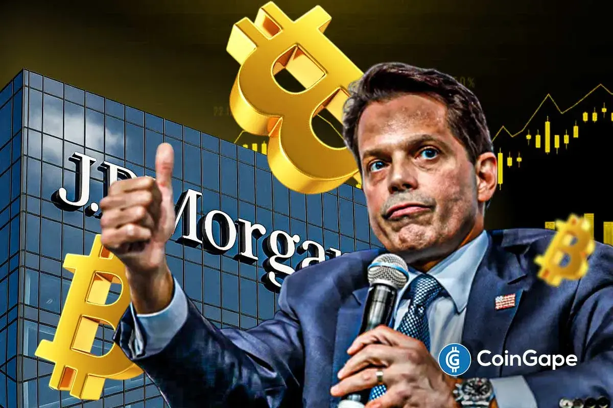 An image of Scaramucci and JPMorgan logo