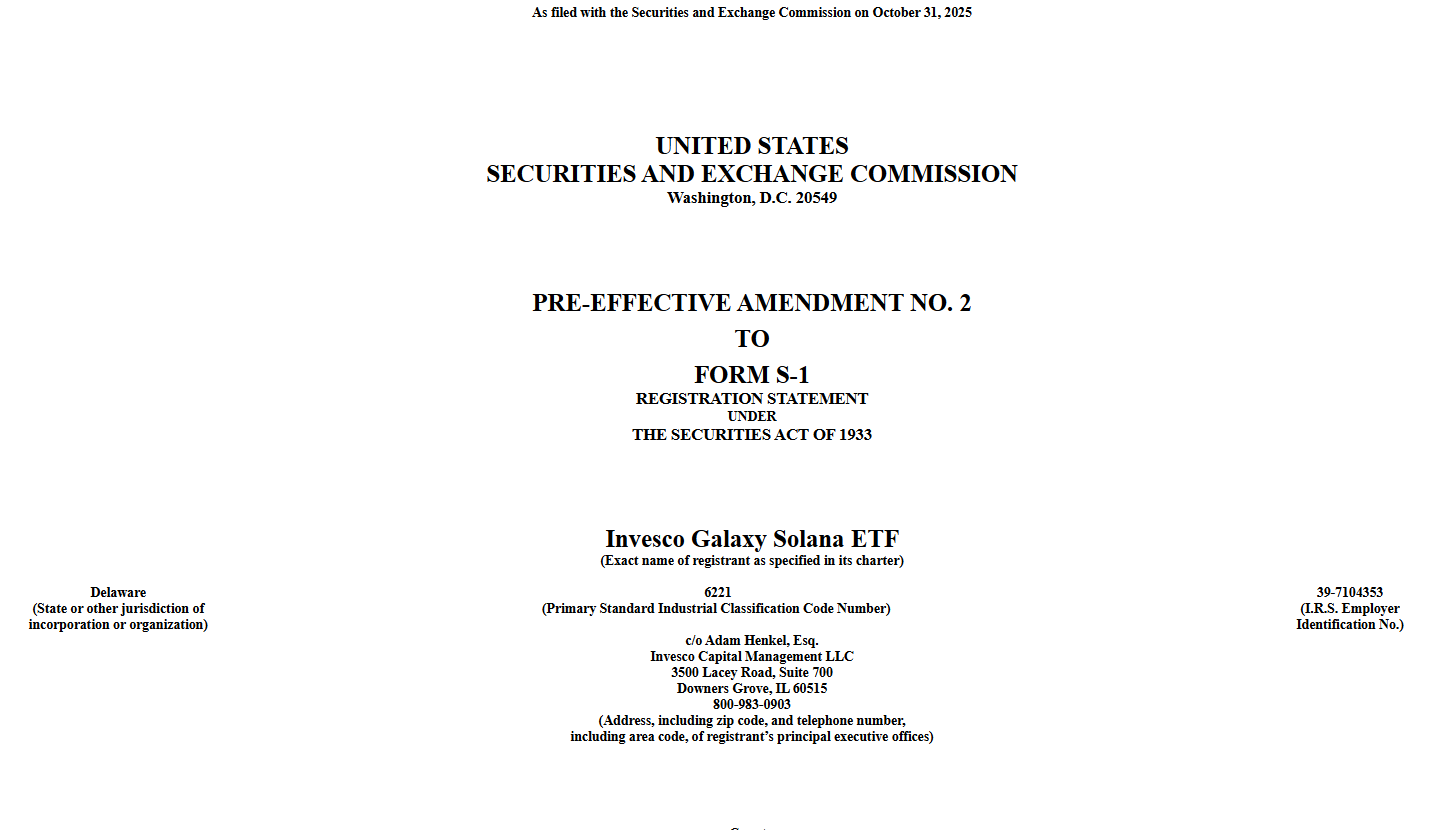 Invesco Galaxy Solana ETF S-1 Amendment