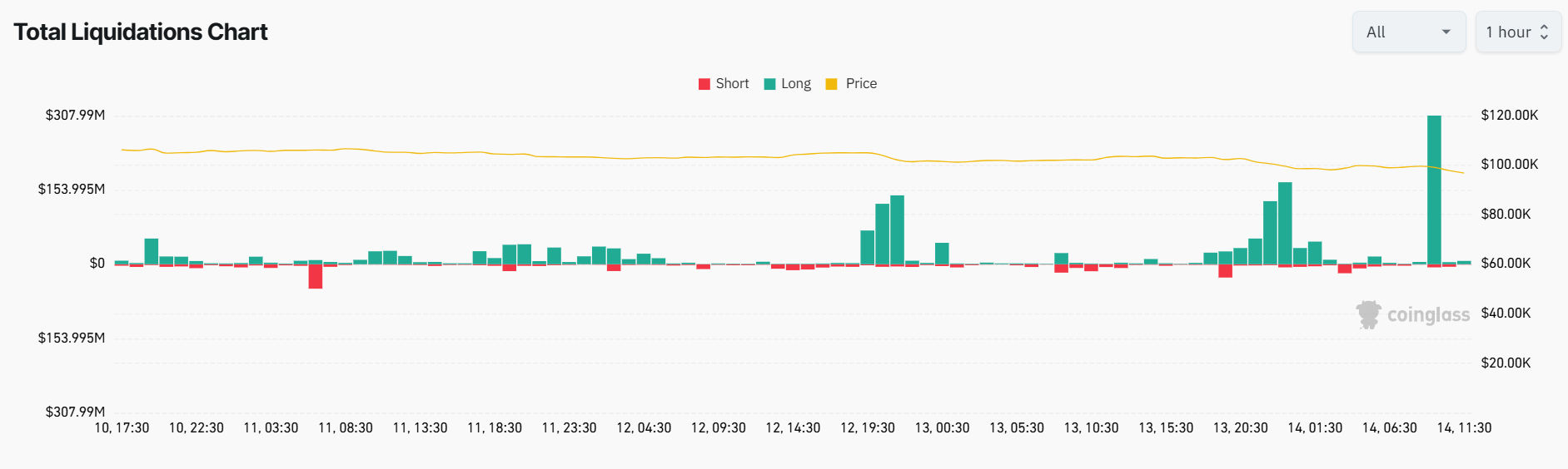 Crypto Market Liquidations in Hourly Timeframe