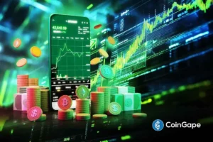 Bitcoin and Ethereum coins displayed before traders discussing crypto market uptrend.