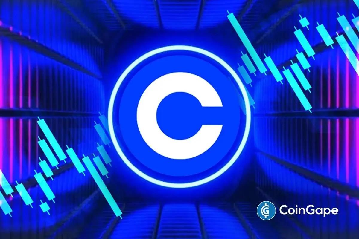 Coinbase logo as Klarna partners with exchange to secure stablecoin funding from institutional investors