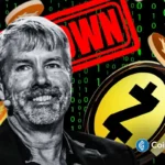 an image of Michael Saylor and Bitcoin and Zcash logos