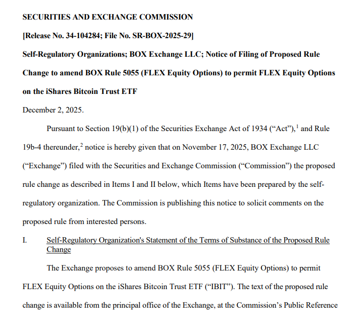 FLEX equity options on the BlackRock iShares Bitcoin ETF