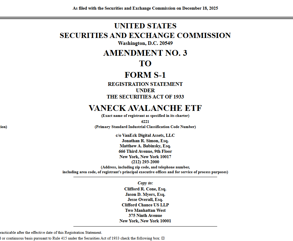 Vaneck Avalanche ETF