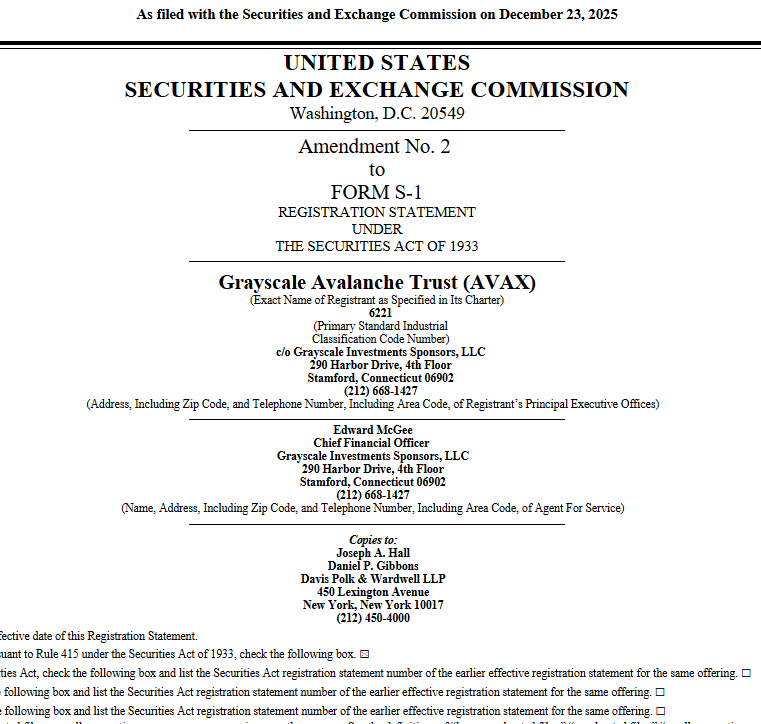 Grayscale Avalanche ETF S-1 Filing