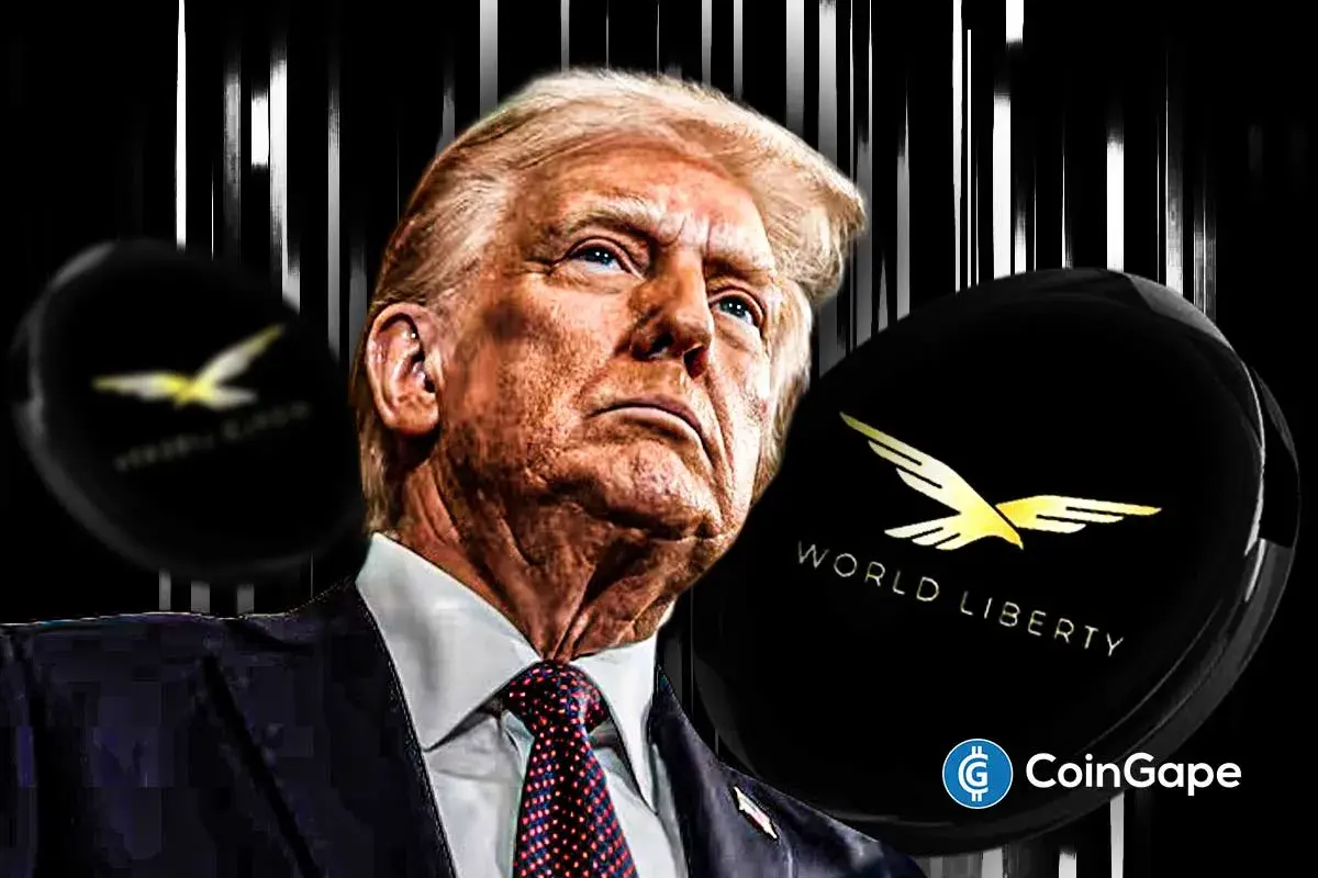 An image of Trump and the World Liberty Financial logo