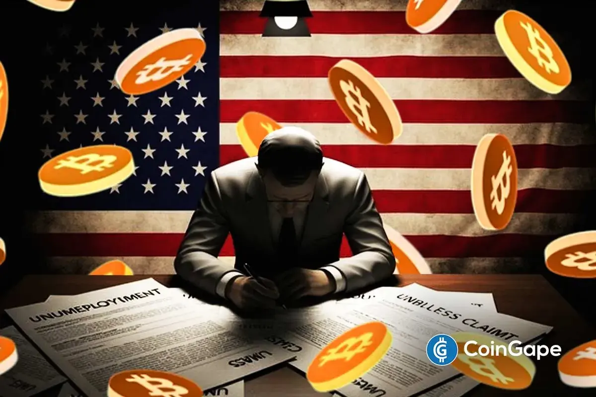 an image of the U.S. jobless claims and the BTC price