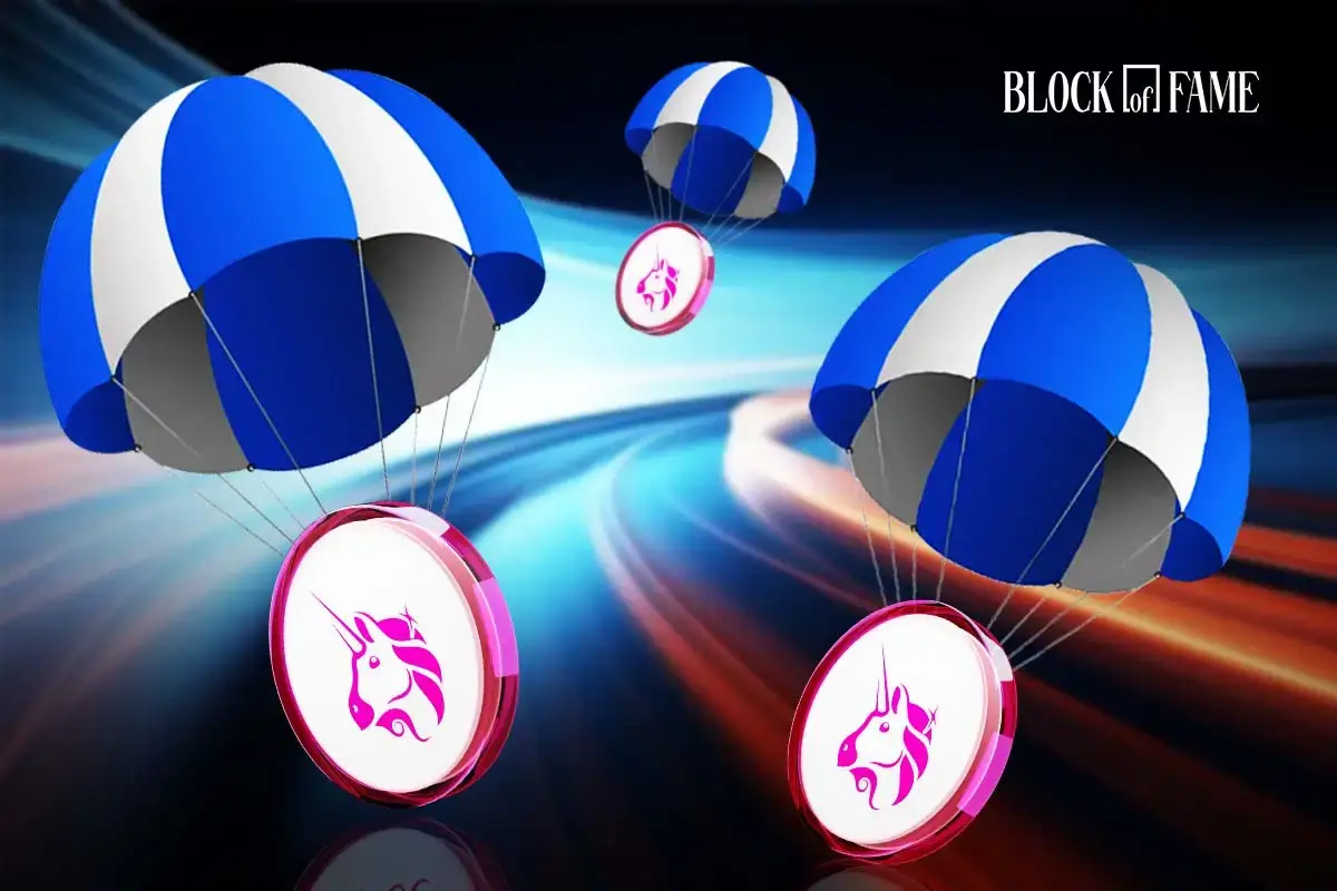 Uniswap logo with hot air ballons