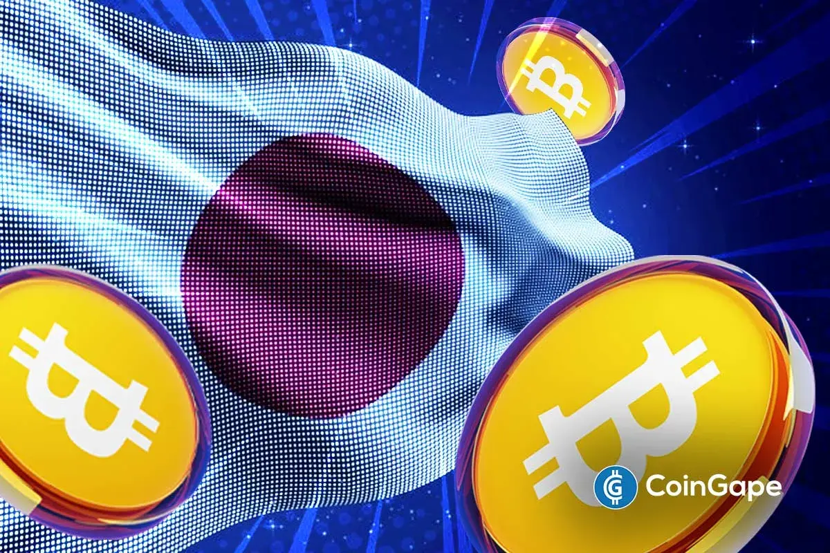 Bitcoin symbols appear alongside the Japanese flag as traders brace for potential market impact from a Bank of Japan rate hike.