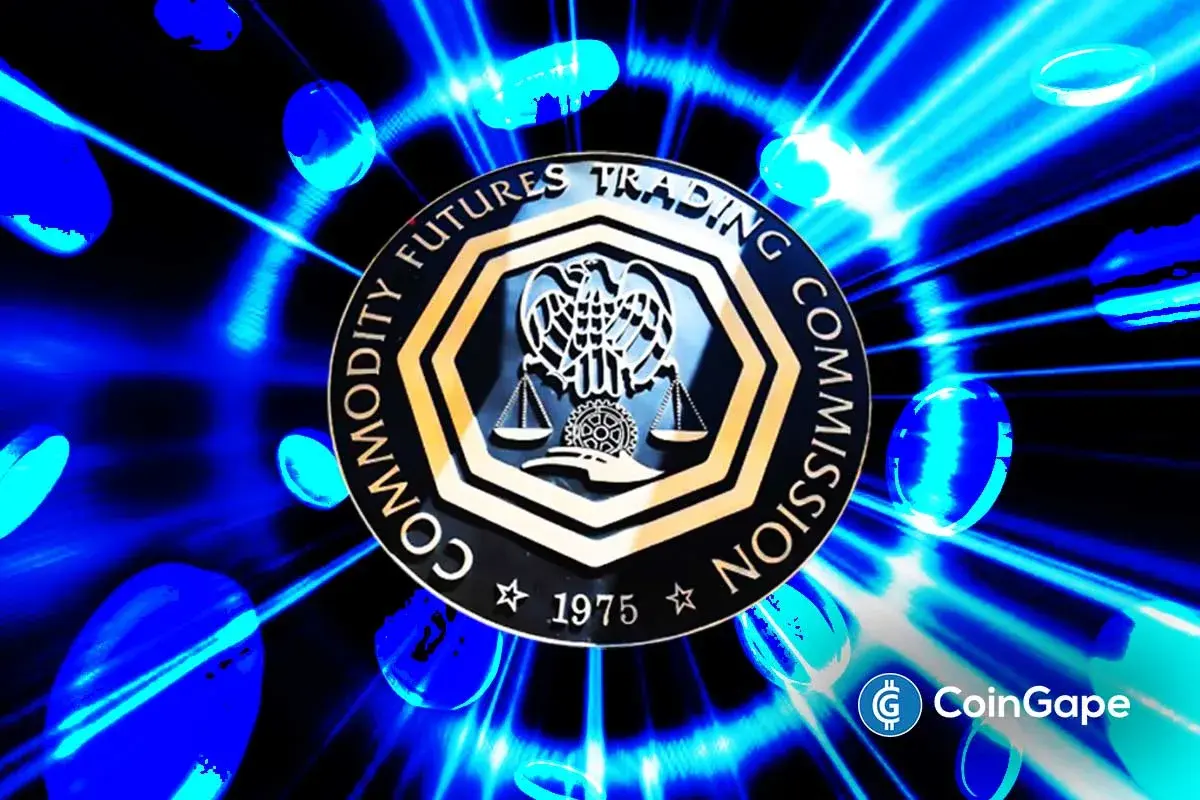 CFTC emblem displayed over digital blue graphics highlighting the agency’s move to modernize outdated crypto market rules.