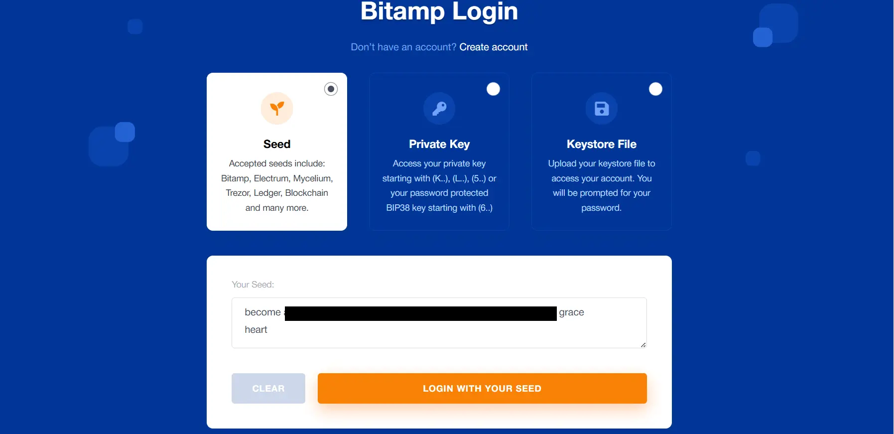 import bitamp wallet details