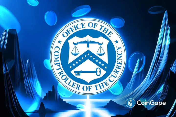 Seal of the Office of the Comptroller of the Currency (OCC) representing new federal approval for bank-led crypto trading services.