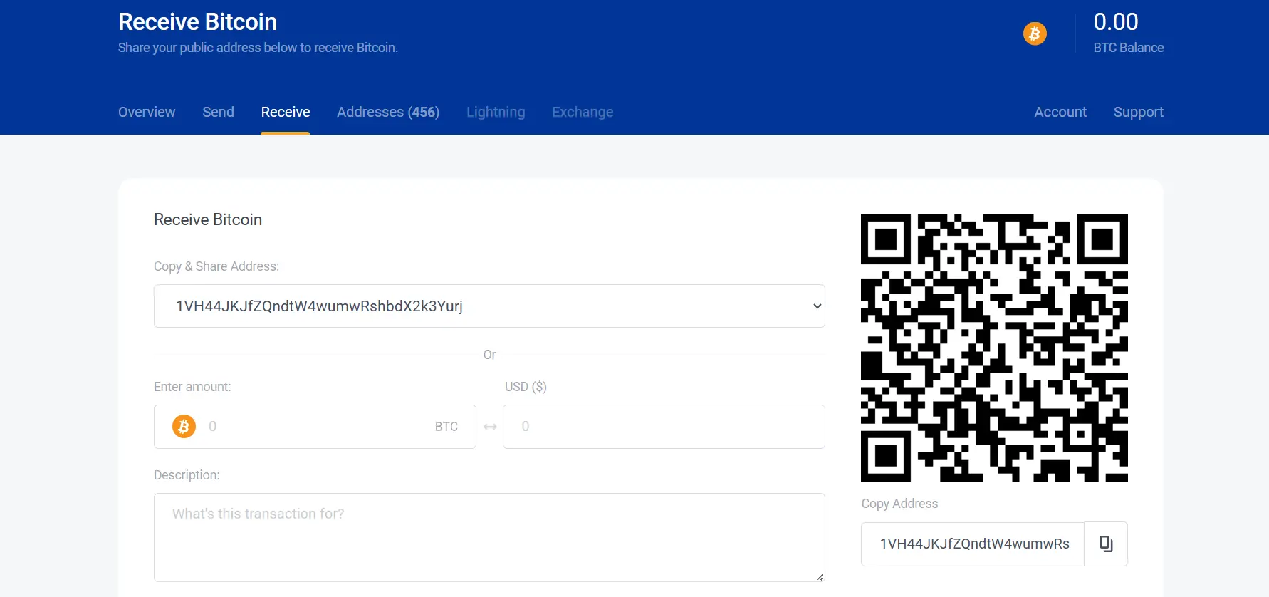 bitamp recieve bitcoin interface