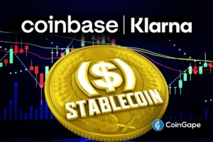 Stablecoin graphic as Klarna partners with Coinbase to raise institutional funding using regulated digital dollars