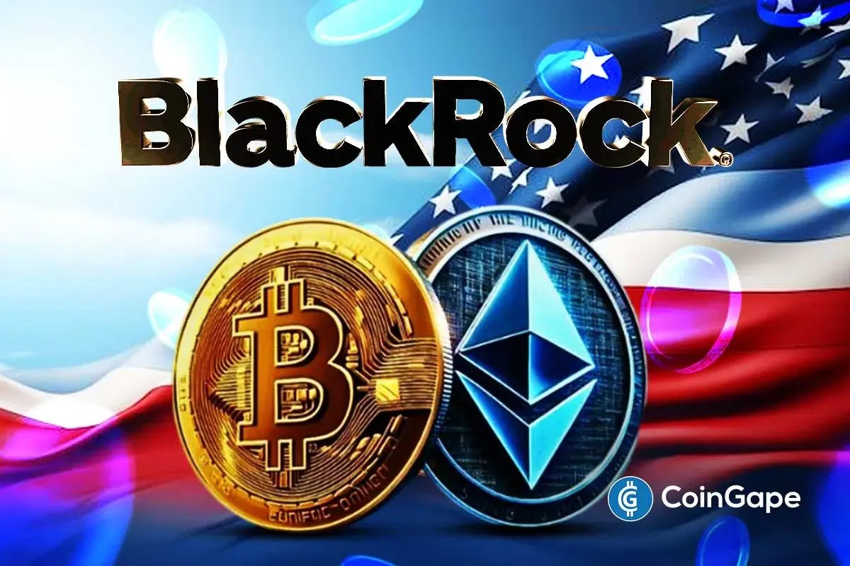 an image of BlackRock, Bitcoin, and Ethereum logos