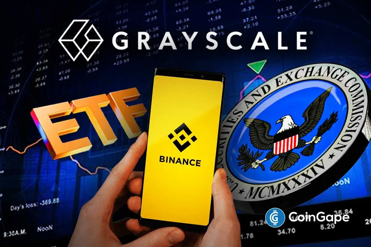 an image of Grayscale and Binance logo to represent the BNB ETF