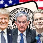 an image of Fed chair Powell, Trump and Bessent