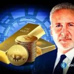 Peter Schiff speaks as Bitcoin and gold appear on screen, highlighting his criticism of crypto as a global reserve asset.