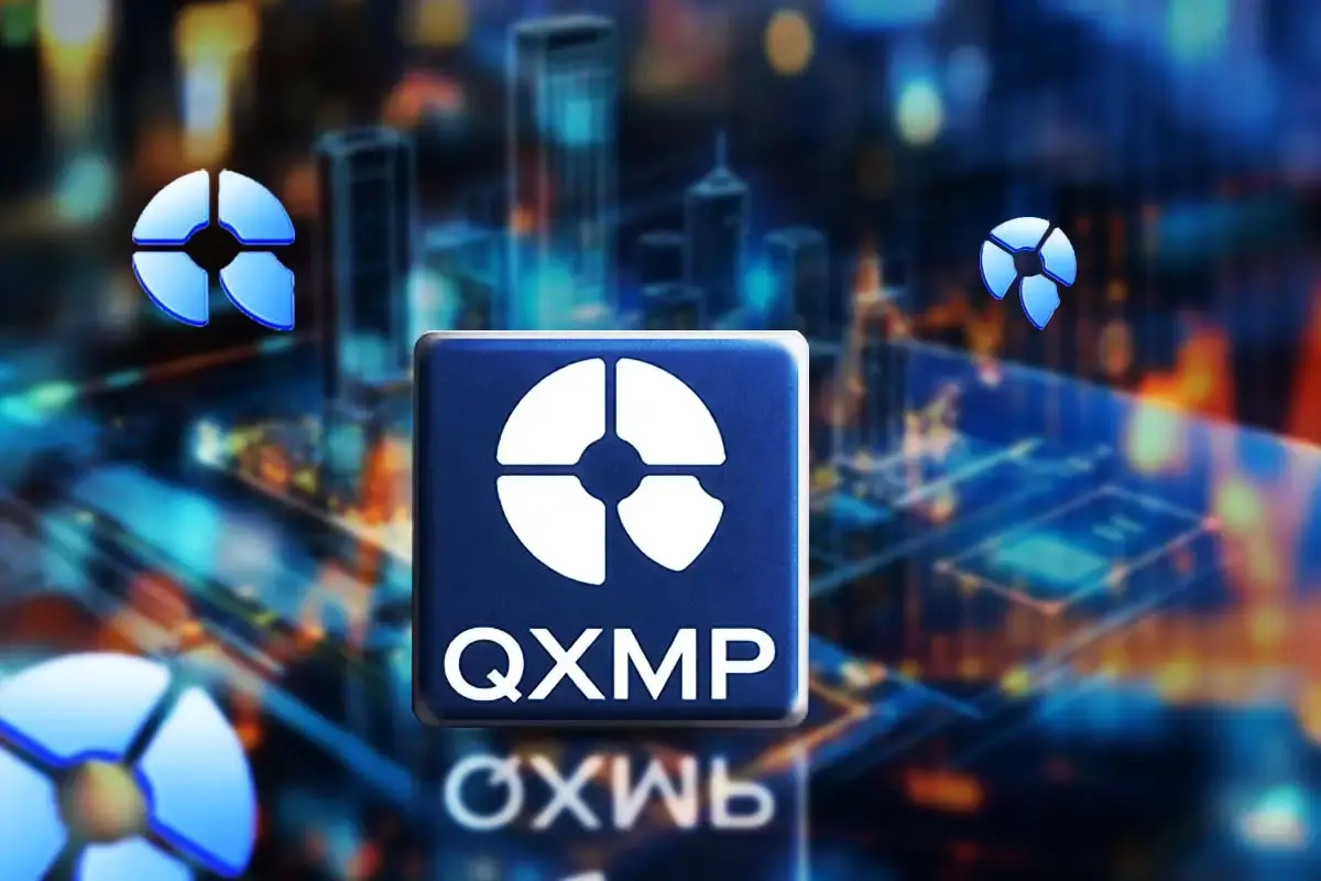 QXMP Labs Logo with blue icons
