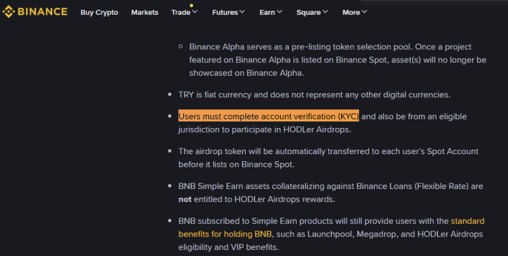 Binance Launchpad KYC