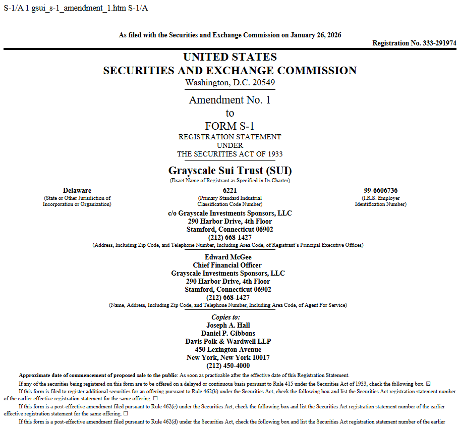 Grayscale Sui Staking ETF S-1 Amendment