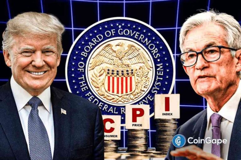 Donald Trump and Fed Chair Jerome Powell shown as CPI inflation data fuels debate over U.S. interest rate cuts.