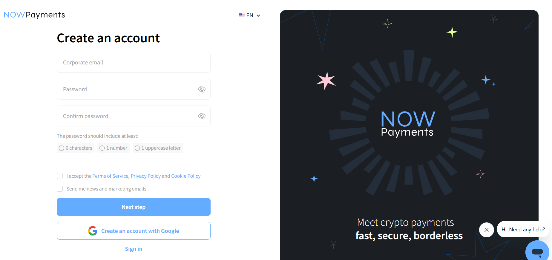 nowpayments merchant acount set up