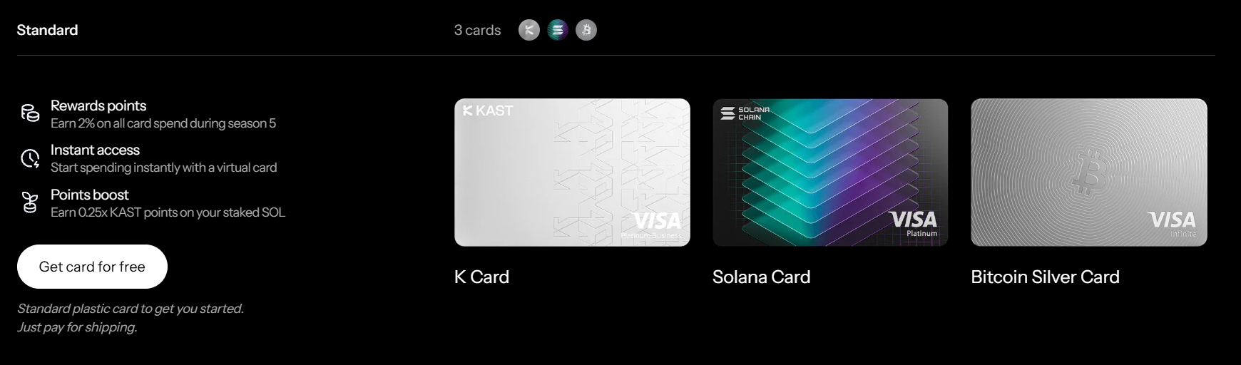 kast cards fees details