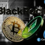an image of the BlackRock, Bitcoin, Ethereum, and Coinbase logos