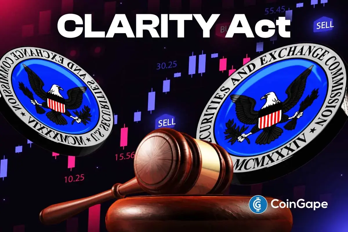 SEC and CLARITY Act visual with gavel and trading chart showing crypto regulatory roadmap