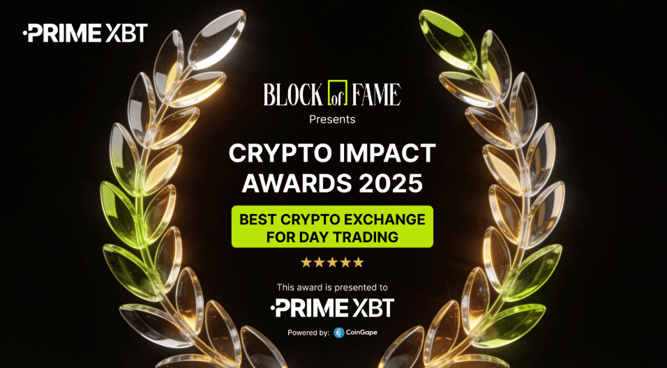 PrimeXBT named Best Exchange for Day Trading 2025 at CoinGape Impact Awards