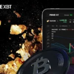 bitcoin logo with primexbt dahboard