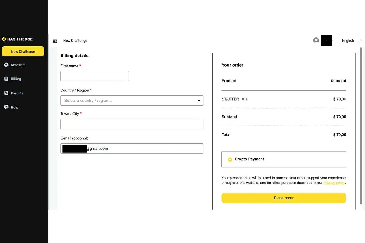 hash edge payment checkout page