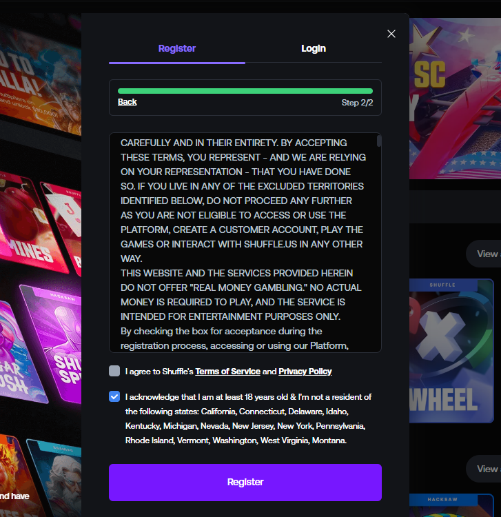 Agree to the terms and conditions after entering the code