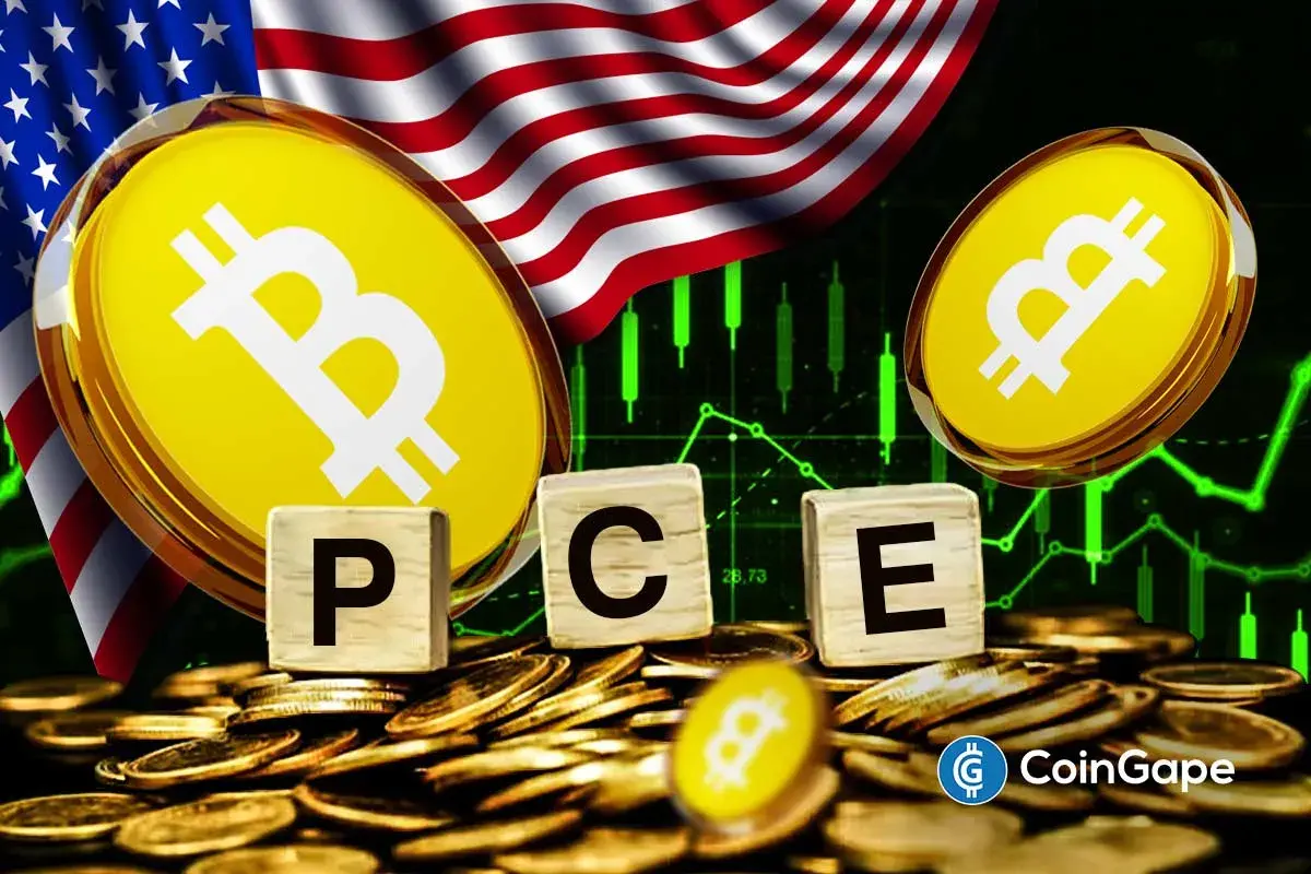 an image of Bitcoin's logo and the PCE inflation data