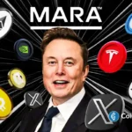 an image to represent Bitcoin, ETH, XRP, DOGE, MSTR, MARA Cashtags on X Web, while elon musk says most crypto are scams