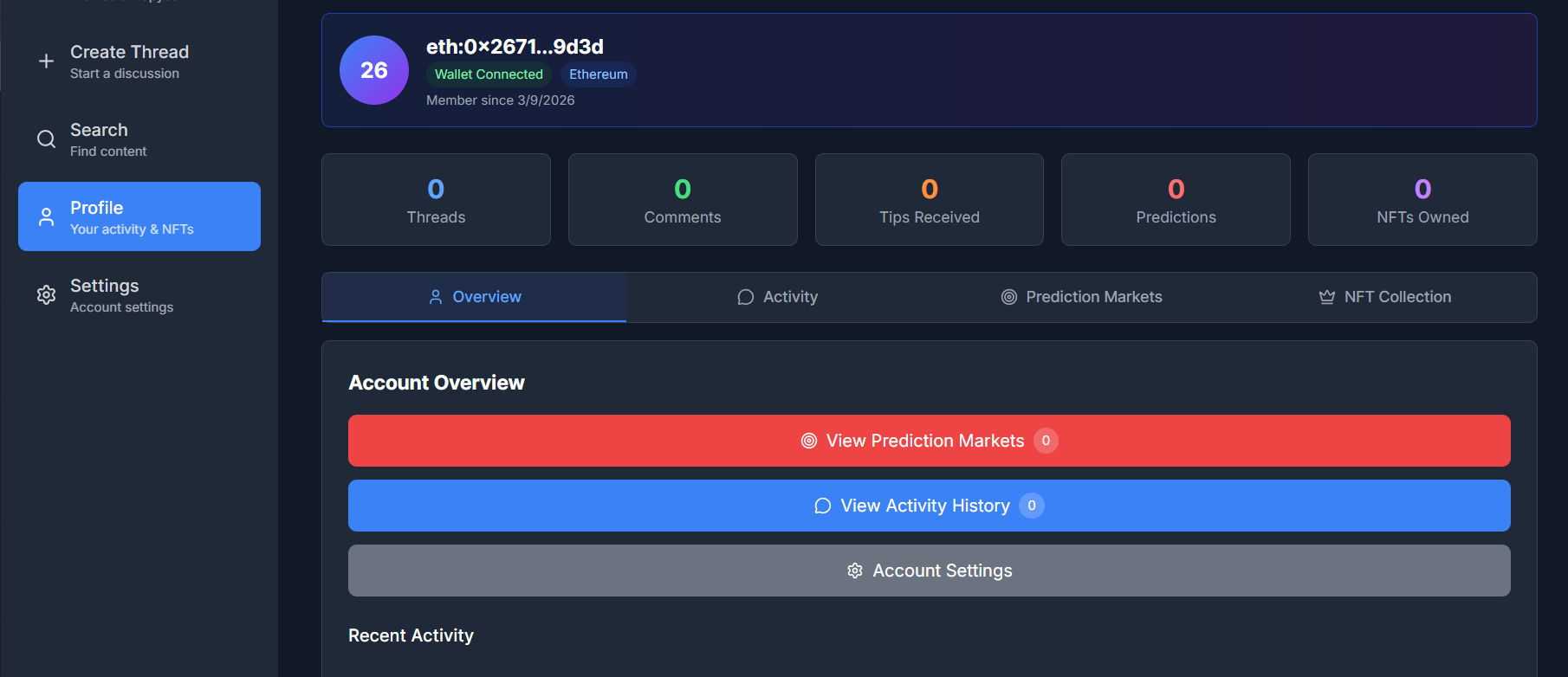 Once done, click Create thread to complete.
