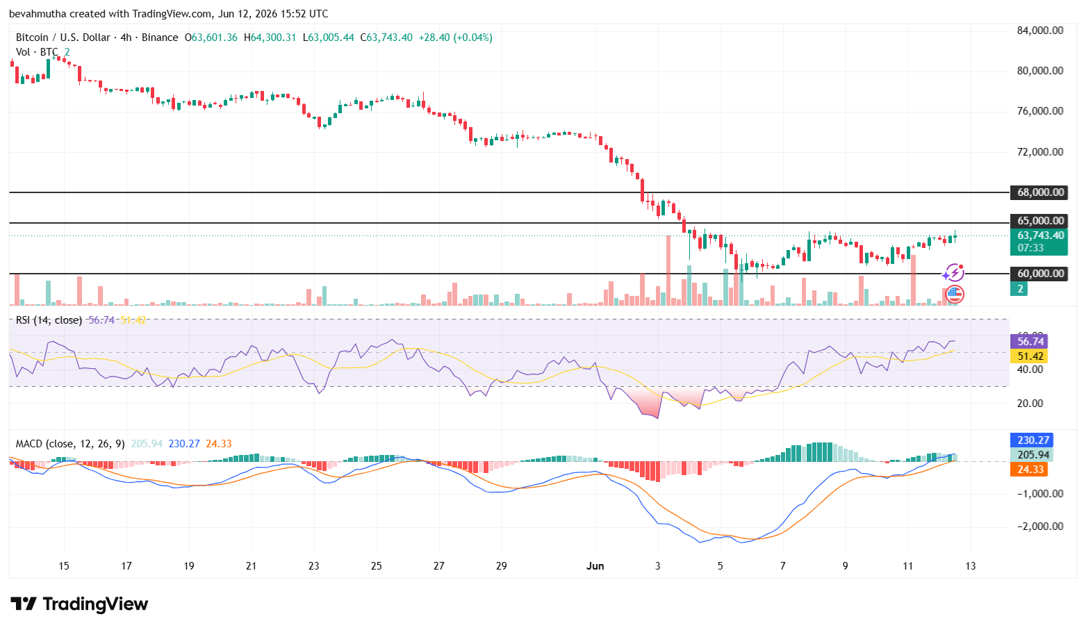 Bitcoin price holds near $64K as SpaceX IPO tests risk appetite, with bulls watching $65K and $68K breakout targets closely