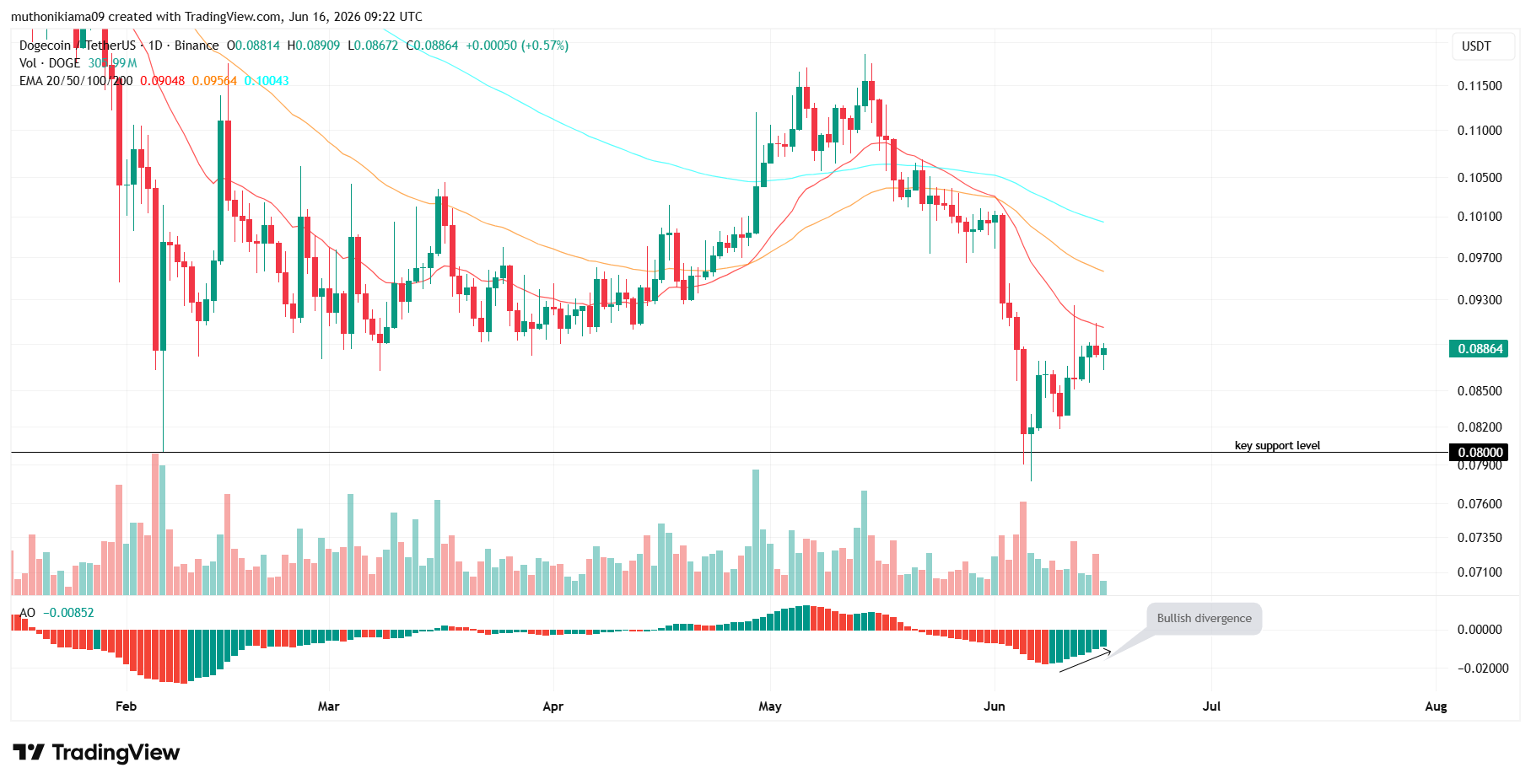 Dogecoin Price Flashes a Bullish Divergence Amid Drop