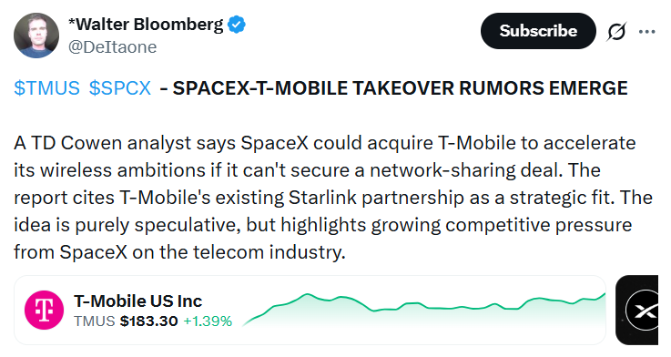 SpaceX T-Mobile Acquistion Rumor