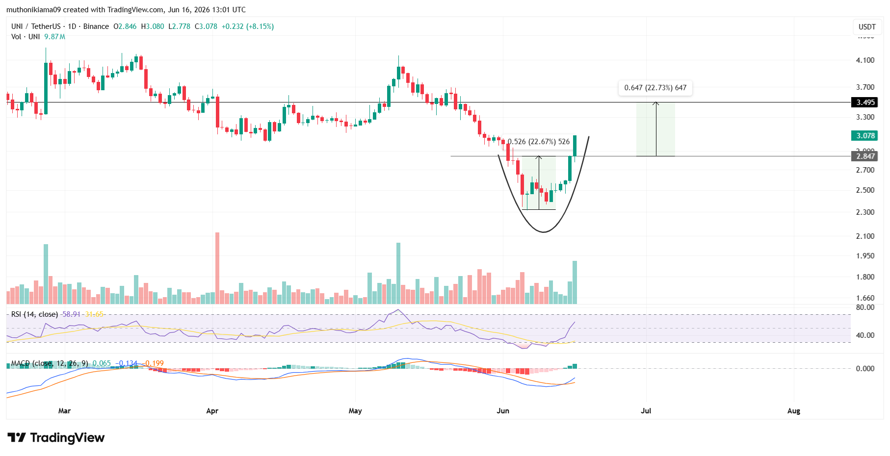 UNI Price Outlook as Rounded Bottom Pattern Emerges